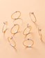 Fashion Gold Alloy Crystal Color Diamond Snake Eye Pentagram Ring Set Of 8