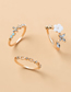 Fashion Gold 3 Alloy Crystal Flower Geometric Ring Set