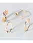 Fashion Gold Alloy Wave Open Ring Set Of 4