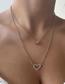 Fashion Gold Alloy Diamond Love Heart Double Necklace