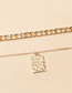 Fashion Gold Square Brand Chain Double Necklace