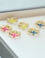 Fashion Yellow Copper Inlaid Zircon Cross Earrings