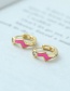 Fashion Leather Pink Copper Inlaid Zircon Lightning Stud Earrings