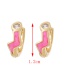 Fashion Red Copper Inlaid Zircon Lightning Stud Earrings