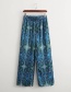 Fashion Blue Printed Lace-up Wide-leg Pants