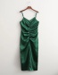 Fashion Green Ruched Suspender Dress