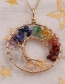 Fashion Gold Geometric Chakra Crystal Tree Of Life Necklace