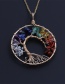 Fashion Gold Geometric Chakra Crystal Tree Of Life Necklace