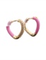 Fashion Pink Copper Inlaid Zirconium Drop Oil Heart-shaped Earrings