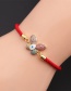 Fashion Red Rope Copper Inlaid Zirconium Geometric Butterfly Beaded Braided Bracelet