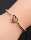 Fashion Bead Box Chain Copper-plated Real Gold Micro-inlaid Zirconium Heart-shaped Braided Bracelet