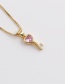 Fashion Yellow Copper Plated Real Gold Crystal Heart-shaped Key Necklace