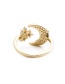 Fashion Gold Copper Inlaid Zirconium Star And Moon Ring