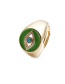 Fashion Light Blue Copper Plated Real Gold Eye Dripping Open Ring