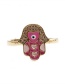 Fashion Pink Copper Plated Real Gold Dripping Palm Eye Opening Ring