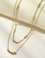 Fashion Gold Titanium Steel Geometric Square Double Necklace