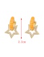 Fashion Orange Copper Inlaid Zircon Drop Oil Pentagram Stud Earrings