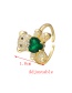 Fashion Green Copper Inlaid Zircon Bear Love Ring