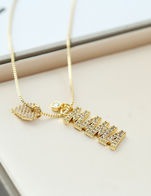 Fashion Gold Copper Inlaid Zirconium Letter Love Necklace