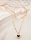 Fashion Gold Titanium Steel Love Pearl Double Necklace