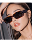 Fashion Transparent Gray Frame Powder Square Wide-leg Sunglasses