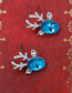 Fashion Golden Royal Blue Three-dimensional Crystal Antler Earrings