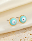 Fashion Light Blue And White Eye Studs Alloy Oil Drop Round Eye Stud Earrings