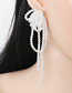 Fashion White Crystal Tassel Earrings