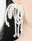 Fashion White Pearl Tassel Stud Earrings