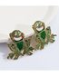 Fashion Green Alloy Diamond Frog Stud Earrings