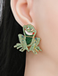 Fashion Green Alloy Diamond Frog Stud Earrings