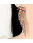 Fashion Green Geometric Flower Tassel Earrings