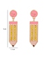 Fashion Pink Yellow Alloy Pencil Earrings