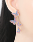 Fashion Color Alloy Diamond Butterfly Stud Earrings