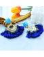Fashion Blue Alloy Resin Fan-shaped Tassel Earrings