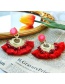 Fashion Red Alloy Resin Fan-shaped Tassel Earrings