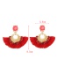 Fashion Khaki Alloy Resin Fan-shaped Tassel Earrings