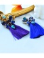 Fashion Royal Blue Alloy Diamond Drop Tassel Earrings