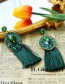Fashion Dark Green Alloy Diamond Drop Tassel Earrings