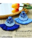 Fashion Royal Blue Alloy Diamond-studded Water Drop Braided Tassel Earrings