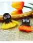 Fashion Orange Alloy Diamond Owl Tassel Stud Earrings
