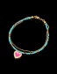 Fashion Blue Suit Copper Diamond Drop Oil Love Necklace Bracelet Ring Set