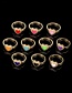 Fashion Orange Suit Copper Diamond Drop Oil Love Necklace Bracelet Ring Set