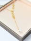 Fashion Gold Titanium Steel Pearl Smiley Face Pendant Necklace