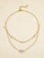 Fashion Gold Alloy Inlaid Zirconium Double Layer Necklace
