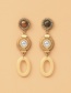 Fashion Gold Acetate Plate Hollow Oval Earrings