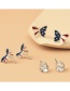 Fashion Silver Alloy Diamond-studded Butterfly Earrings Set