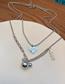 Fashion White Titanium Steel Love Letter Double Necklace