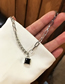 Fashion White Titanium Steel Square Diamond Necklace