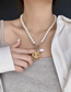 Fashion White Smiley Ot Buckle Pearl Necklace